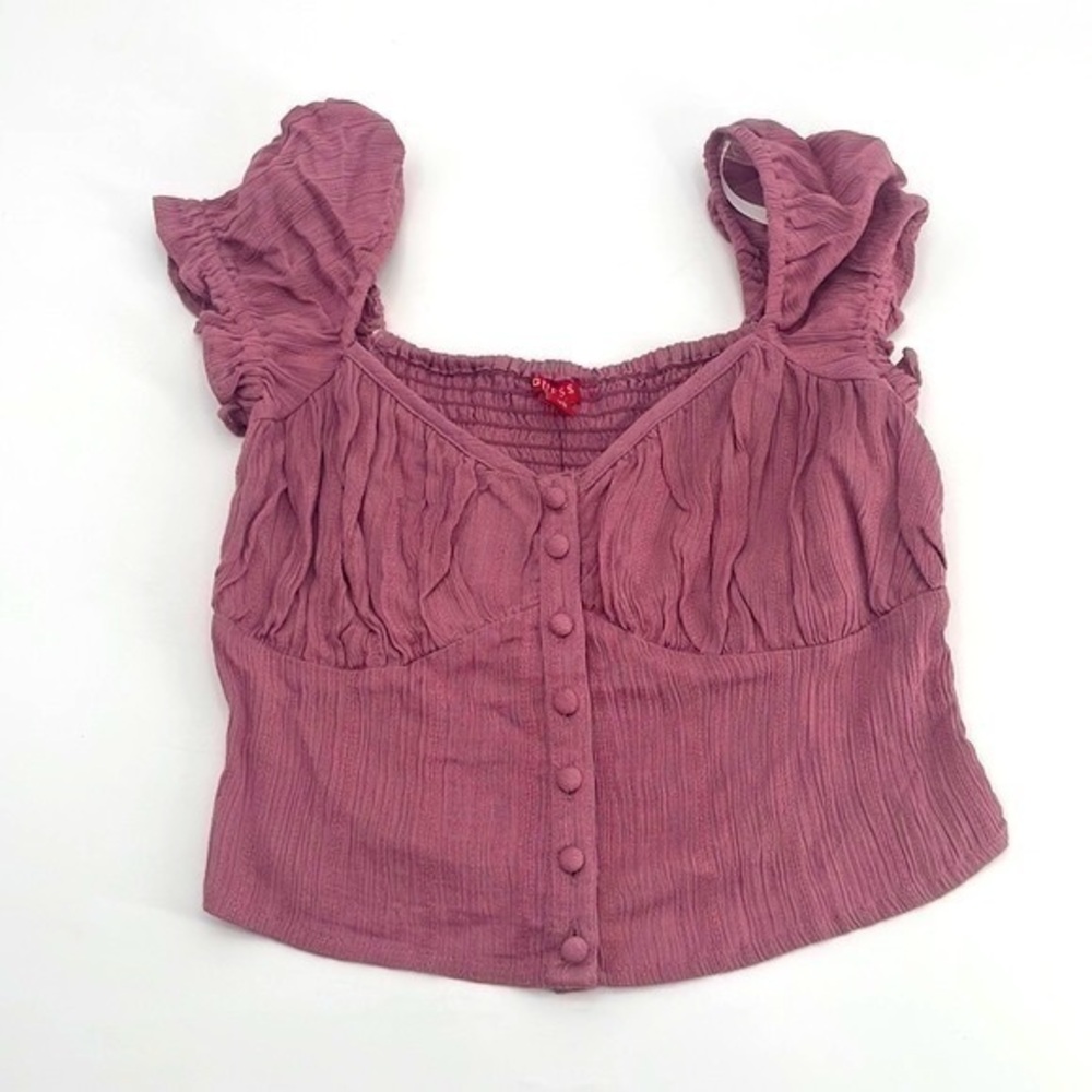 NWT guess pink crop top capped sleeves XS
